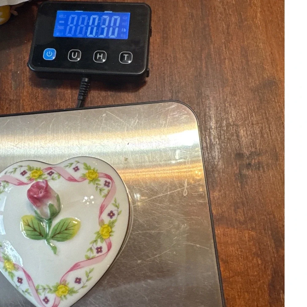 Vintage Lord & Taylor Heart Porcelain Trinket Box Rose Bud Lid Made in Japan